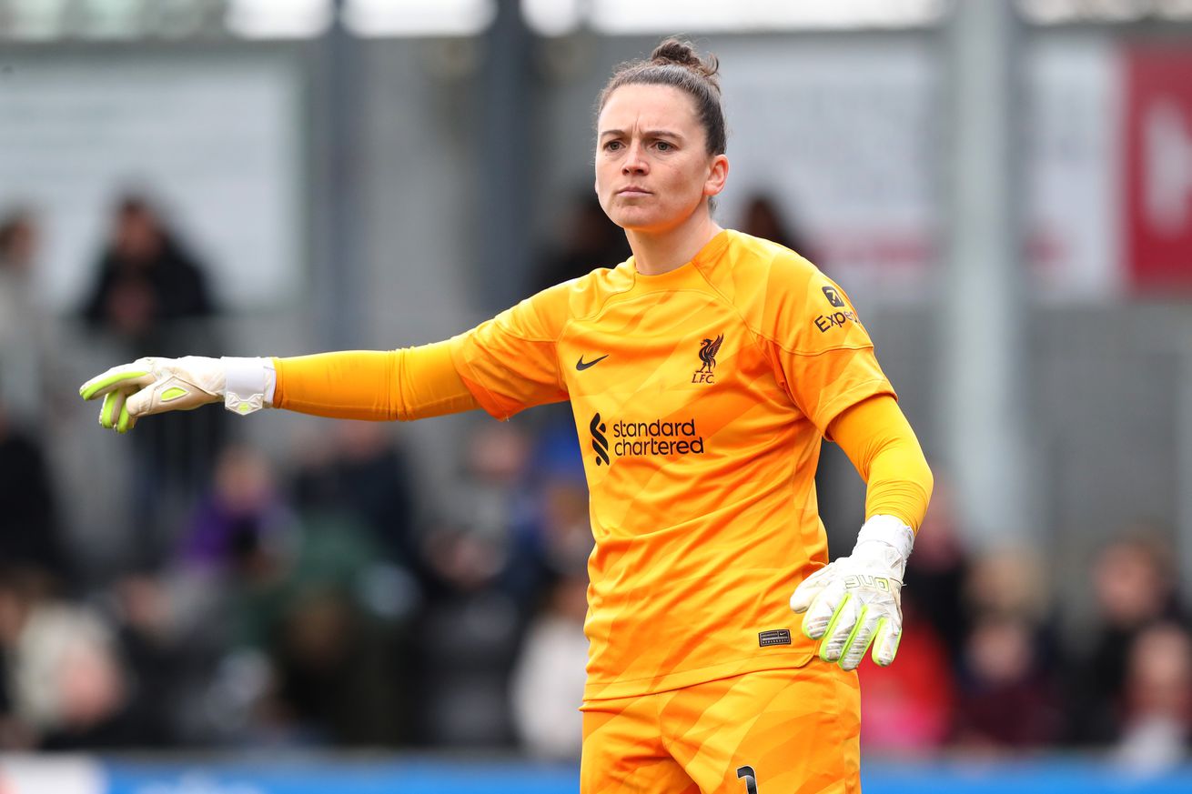 Rachel Laws of Liverpool during the Adobe Women’s FA Cup Fifth Round match between London City Lionesses and Liverpool Women at Princes Park on February 11, 2024 in Dartford, England.